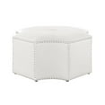 thumbnail image 3 of Posh Living Runrawin Faux Leather Octagon Cocktail Ottoman in White, 3 of 8