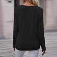 thumbnail image 4 of Womens Button Down Henley Shirts Ribbed Deep V Neck Long Sleeve Tops Casual Knit Blouses Tshirts Black S, 4 of 9