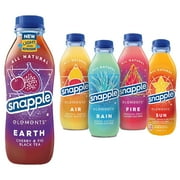 Snapple  Elements Drink Variety Pack, (FIRE, RAIN, AIR, EARTH & SUN) 15.9 Fl Oz Recycled Plastic Bottle (Pack of 5: 1 of each flavor)