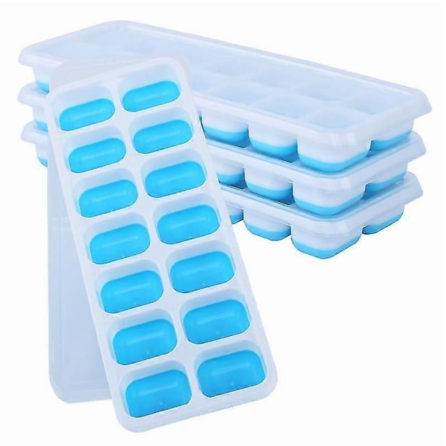 4 Packs Silicone Ice Cube Tray 14 Ice Cube Blocks For Whiskey, Cocktails, Drinks, Bpa Free, Lfgb - Green