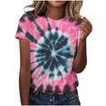 thumbnail image 2 of Mifsaly Tie-Dye Cotton T-Shirt for Women Short Sleeve Crew Neck Casual Summer Tops Colorful Print Lightweight Breathable Casual Blouse XXXL, 2 of 6