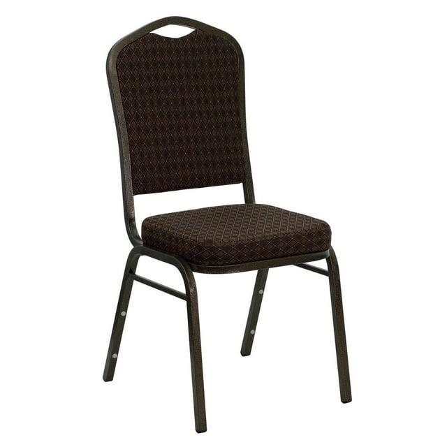 HERCULES Series Crown Back Stacking Banquet Chair in Burgundy Fabric - Gold Frame