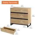 thumbnail image 2 of WAMPAT 3-Drawer Bedroom Dresser - 31.5" Wide Modern Wood Chest with Metal Base, Ideal for Bedroom, Living Room, Hallway, and Entryway, Natural Oak, 2 of 6