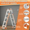 thumbnail image 4 of Jane Stone 14FT Extension Ladders with Multi Position,A Frame 4 Step Ladder with Stabilizer Bar & Wheels,330 lbs Security Load Folding Ladder for Stairs Home Indoor Outdoor Roof, 4 of 7