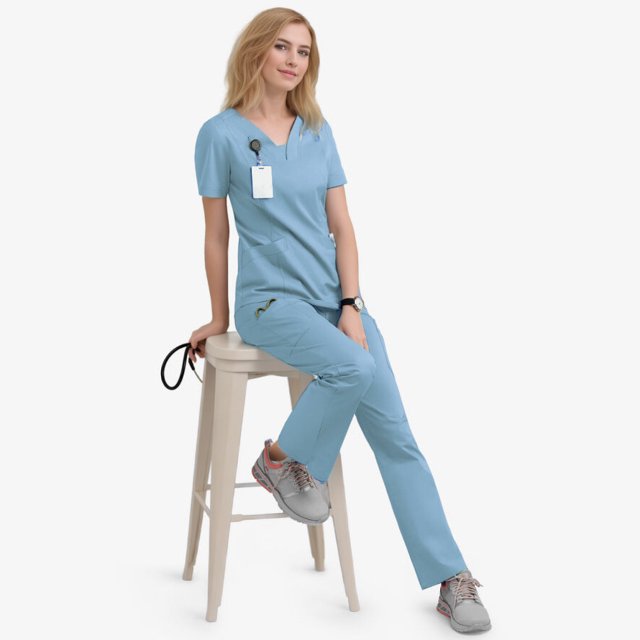LYMAYTER Scrubs Nurses for Women Medical Uniform Nurses Uniforms Solid Color Scrubs Nurses S-2XL
