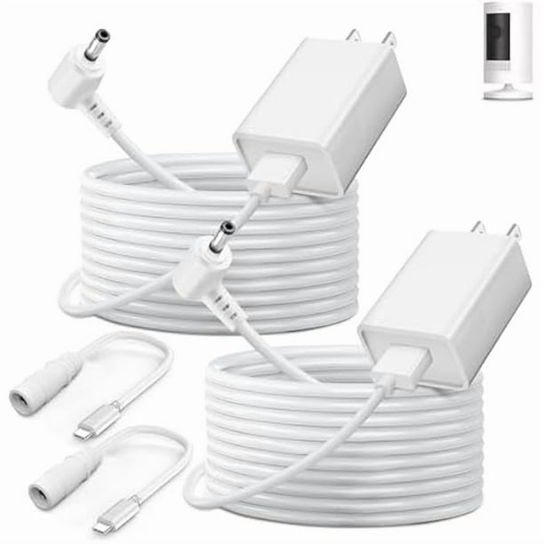 wonima11 2-Pack Power Adapter Charger Cable Compatible with Ring Stick Up Cam Battery/Plug-in 3rd Gen/2nd Gen & Ring Pan Tilt Stick Up Camera, Indoor/Outdoor Weatherproof Power Cord (4m/13.1ft) White