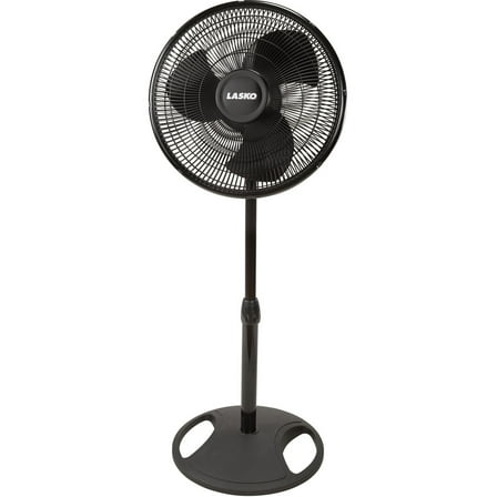 Lasko 16" Oscillating 3-Speed Pedestal Fan with Adjustable Height, 47" H, Black, 2521, New