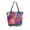 Colorful Tie-dye with Swirling, variant on Open Top Canvas Tote Bag with Zipper Reusable Shopping Bag 13.5x15" Roomy Carryall Blue Squares and Shapes