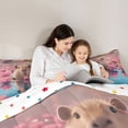 thumbnail image 5 of Homewish Kawaii Capybara Bedding Comforter Set,Lotus Flower Floral Twin Comforter Sets,Pink Brown Blue Bedding Set For Girls Teens,Microfiber Bedroom Decor Reversible,2-Piece, 5 of 8