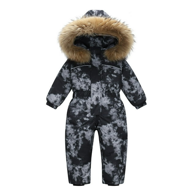 Veste de Ski d'Extérieur Doudoune pour Enfants Combinaison Bébé Veste Chaude Combinaison à Capuche Résistante au Froid