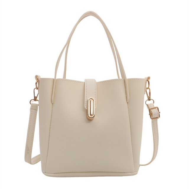 Bolso tipo cubo de PU para mujer, bolso Hobo elegante, gran capacidad, Color sólido para viajes al aire libre