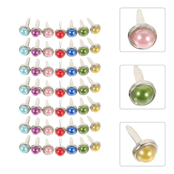 FELTECHELECTR 50Pcs Scrapbooking Brads Mini for Crafting Iron Material Round Head Assorted Colors
