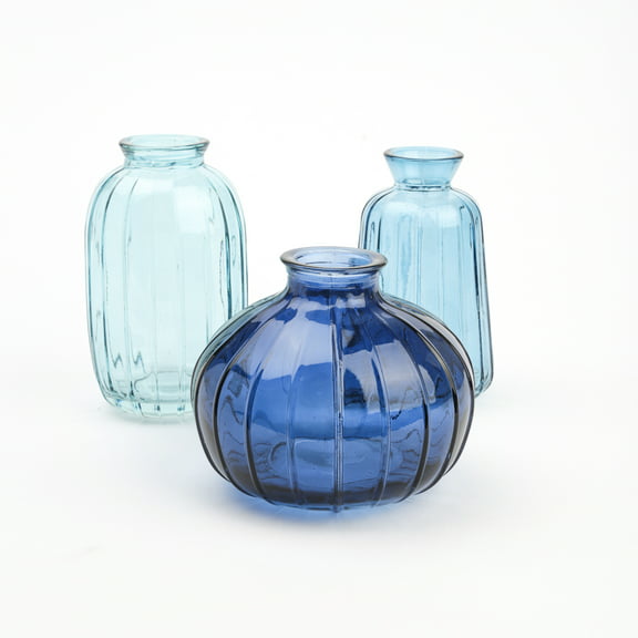 Mainstays Blue Glass 3-Piece Bud Vase Set
