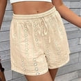thumbnail image 6 of Women's Summer Casual Lace Elastic Waist Shorts Cute Eyelet Beach Vacation, 6 of 9
