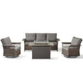 thumbnail image 2 of PARKWELL 4 Pieces Patio Furniture Set with Fire Pit Table, Outdoor All-Weather Wicker Conversation Couch Set with Swivel Gliders Chairs, Deep Seating Furniture for Porch Deck, Brown/Gray, 2 of 14