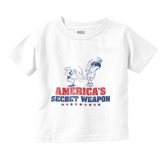 Popeye America's Secret Weapon Funny Toddler Boy Girl T Shirt Infant Toddler Brisco Brands 18M