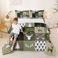 thumbnail image 2 of Castle Fairy Rustic Vintage Camo Deer Full Size Comforter Sets 3-Piece,Geometric Plaid Bedding Comforter Set,Olive Black Cream,Grey Reversible,1 Comforter and 2 Pillowcases, 2 of 6