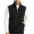 thumbnail image 2 of BiZtdJrK Men's Winter Vest Outerwear Fleece Lined Stand Collar Sleeveless Zip Up Jackets Plus Size Solid Color Comfy Warm Vests with Zipper Pockets Black S, 2 of 4