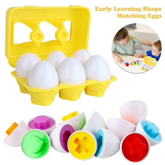 Grusce Matching Eggs Shape and Puzzle Toys Baby Egg Matching Toys Simulation Children Toy Preschooler Education Toy Baby Boy Girl Easter Egg Toys Kids Birthday Gift