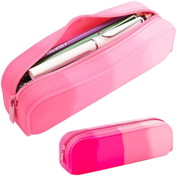 Goohaepencil Case, Silicone Pencil Case - Waterproof & Washable, Lightweight Zippered Design, Multi-Purpose Organizer Bag, Pencil Case Pouchunder $5, Pink
