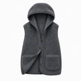 thumbnail image 4 of Auralook Women's Fleece Vest Outerwear Sleeveless Lightweight Button Hooded Jackets Warm Soft Vests with Pockets, 4 of 7