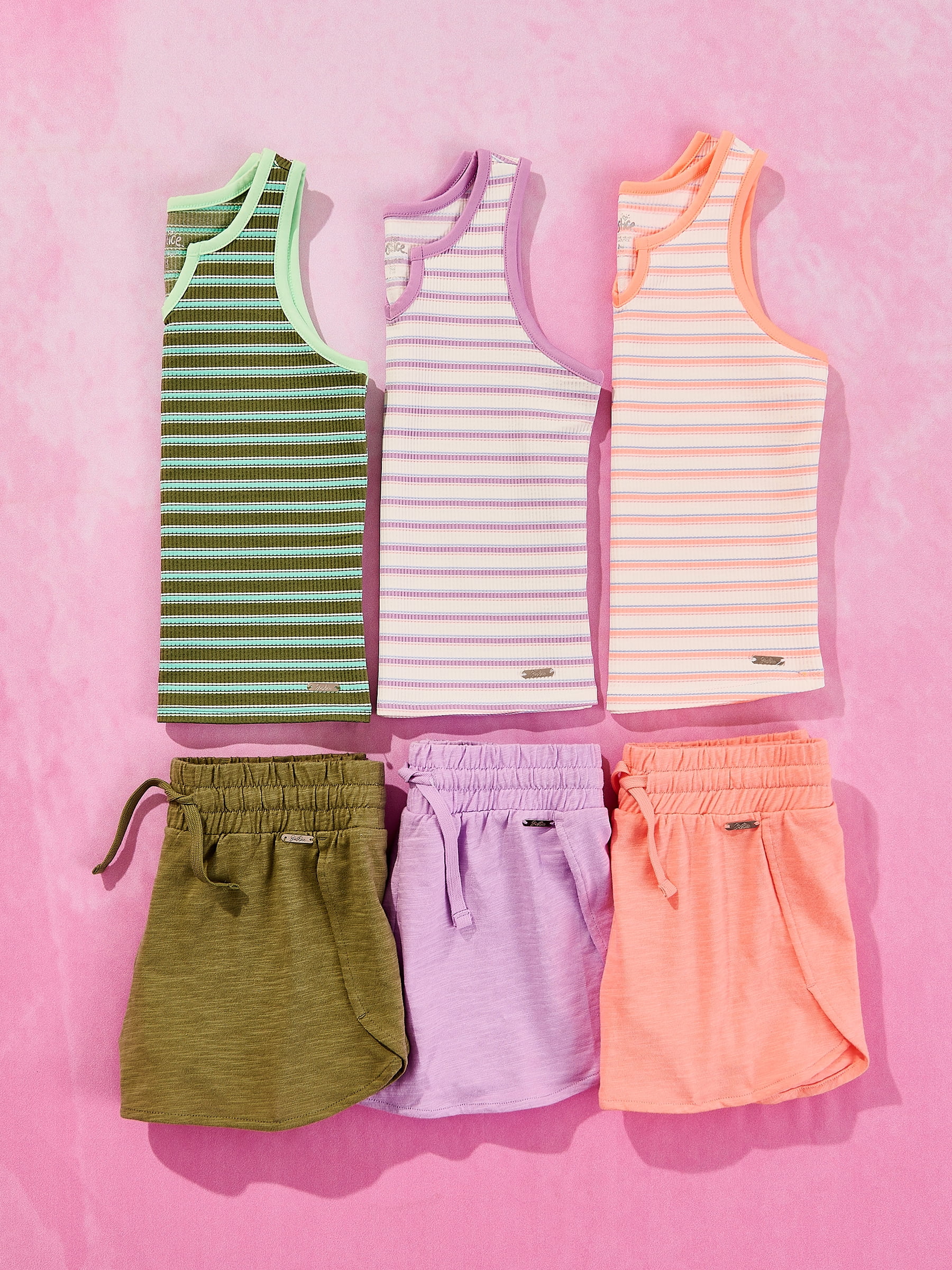 Justice Girls Striped Tee & Short Set, Sizes XS - XLP