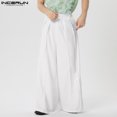 thumbnail image 4 of INCERUN 2024 Pantalones de estilo americano, nuevos pantalones largos con diseño plisado y pierna ancha para hombre, pantalones casuales de color sólido S-5XL, 4 of 5