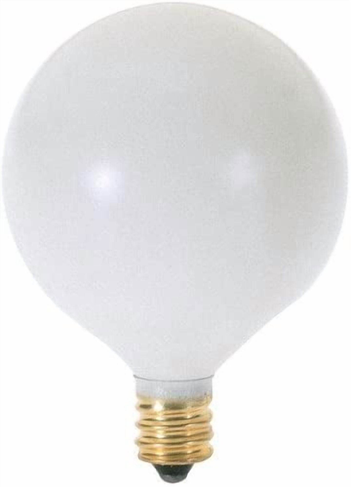 FEFEFW-(Pack of 10) G16.5 White Finsh Decorative (E12) Candelabra Base Globe Shape Incandescent 120V G16 1/2 Light Bulbs (25)