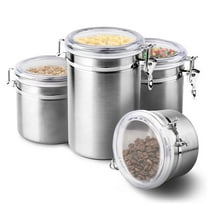 ENLOY 4-Piece Stainless Steel Canister Set, (28/32/38/65 oz) for Sugar, Flour, Tea, Candy, Cookie, Spice