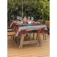 thumbnail image 3 of Outdoor Tablecloth with Umbrella Hole for Patio/Picnic/Party/Camping, Red Teal Botanical Waterproof Table Cloth Rectangle Table Cover Washable, Maple Leaf Vintage Wooden (60"x 120"), 3 of 8