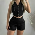 thumbnail image 2 of MuZeFu 2 Piece Sets for Women Shorts 2 Piece Sets for Women Summer Two Piece Sets for Women Lounge Sets for Women Women's Solid Color Round Neck Short Sleeve Tops And Pants Sets With Pockets, 2 of 6