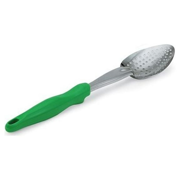 Vollrath 6414270 Green Handled Perforated 13-13/16" Basting Spoon