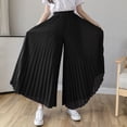 thumbnail image 6 of Xioeram Women Wide Leg Pleated Pants Elastic High Waist Chiffon Pants Summer Loose Fit Solid Color Casual Trousers Streetwear, 6 of 8