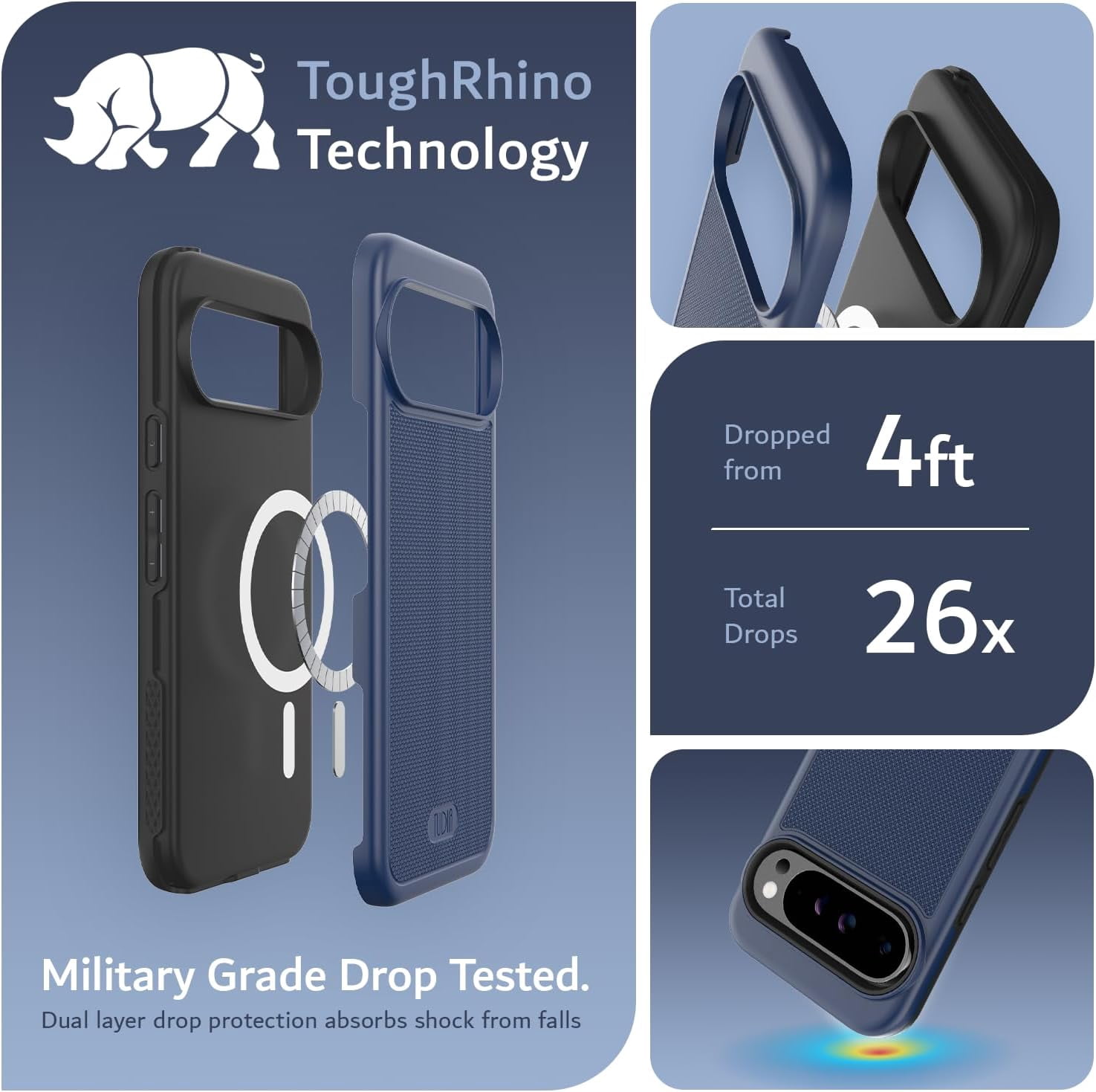 TUDIA MergeGrip Google Pixel 9 Pro XL Case MagSafe Compatible Heavy Duty - Indigo Blue
