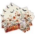 thumbnail image 2 of Halloween Placemats Set of 4 Vintage Wildflower Pumpkin Ghost Bat Place Mats 12x18 Inch Rustic Retro Spooky Washable Table Mats for Party Kitchen Dining Decoration, 2 of 8