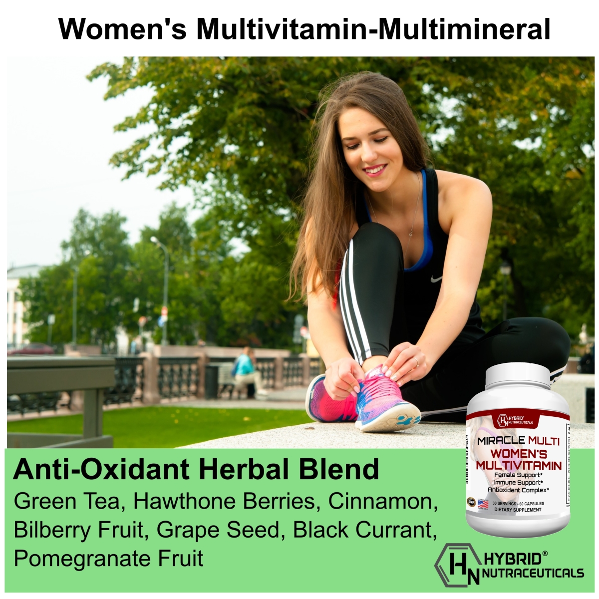 MiracleMulti Women's Multivitamin - Female Support Formula and B Vitamins for Women, Immune Support, Antioxidant Complex, Non-GMO - 60 Capsules