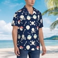 thumbnail image 5 of Balery Pirate Skulls 1 Print Men's Hawaiian Shirts Short Sleeve Beach Shirt Relaxed Fit Vacation Button Down Shirts-3X-Large, 5 of 9
