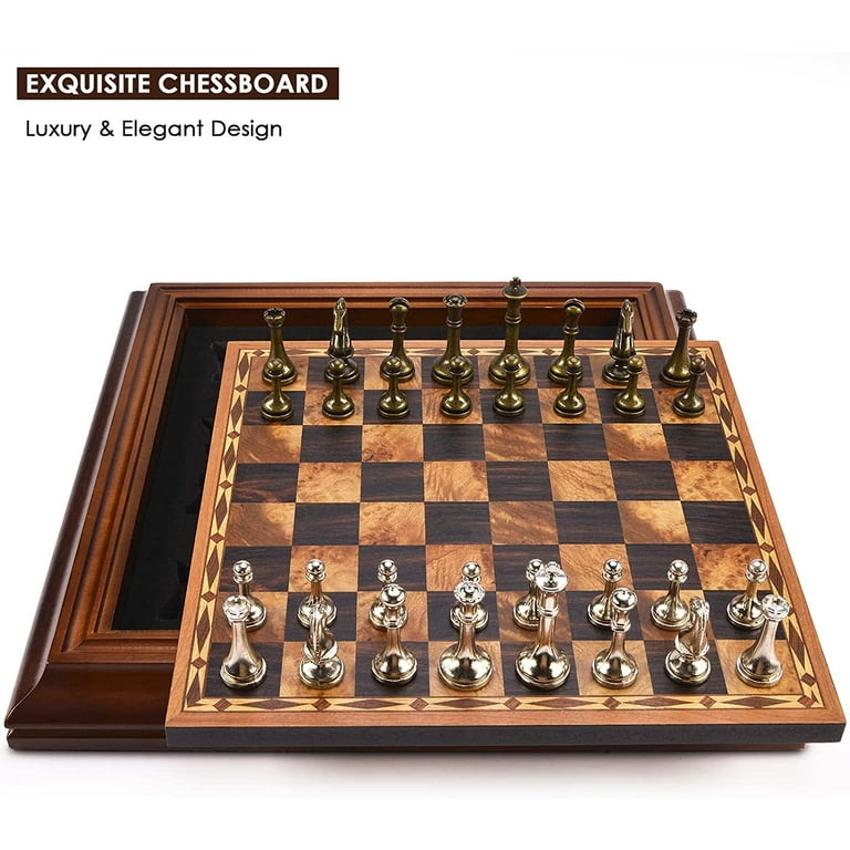 Old English Classic Chess Set with Padauk & Boxwood Pieces - 3.9