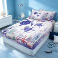 thumbnail image 3 of Erosebridal Ocean Turtle Zipper Queen Comforter Set with Fitted Sheet and 2 Pillowcases, Sea Animal Zipper Bedding Set, Gray Reversible, 3 of 7