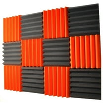 2x12x12-12PK ORANGE/CHARCOAL Acoustic Wedge Soundproofing Studio Foam