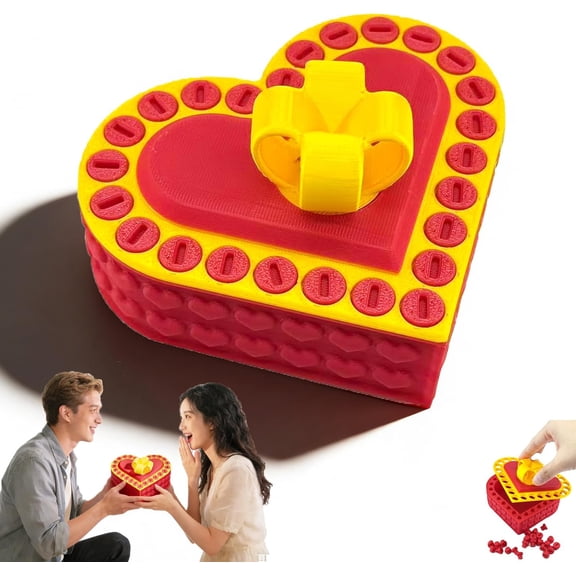 Interactive Screw-Together Valentine's Heart Gift Box - 3D Printed Surprise Box for Money, Gift Cards & Jewelry, Fun Decoration for Valentine's Day, Birthdays & Special Occasions(1Pcs,C)