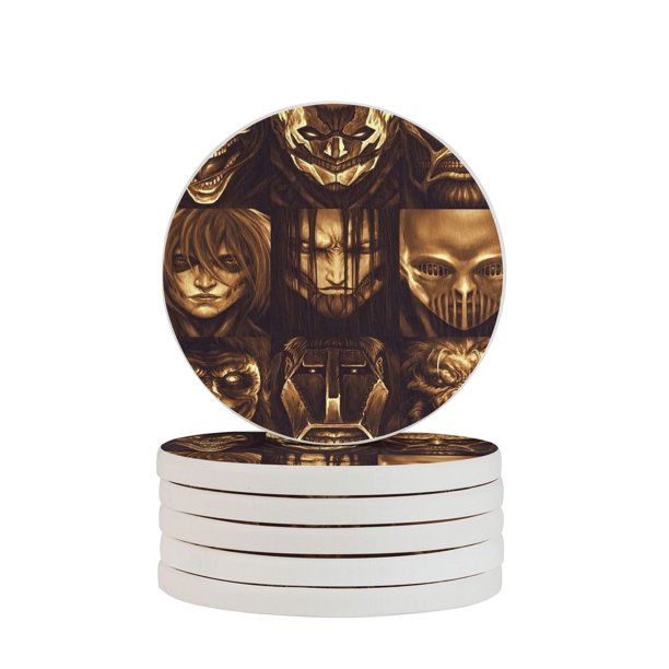 Posavasos de tierra de diatomeas absorbente de Attack on Titan, el aislamiento antideslizante de tierra de diatomeas sin olor protege la superficie de la mesa contra daños Talla única