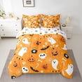 thumbnail image 2 of Manfei Cute Ghost Pumpkin Twin Bedding Sets 7-Piece,Happy Halloween Bats Bedding Comforter Set,Orange White Black Sheet Sets For Girls Teens,Luxury Bedroom Decor Reversible, 2 of 8