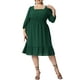 thumbnail image 2 of Vestidos de talgrande pamujer Vestido midi de gacon cuello cuadrado bohemio de lunares suizos Verde oscuro 3X, 2 of 6