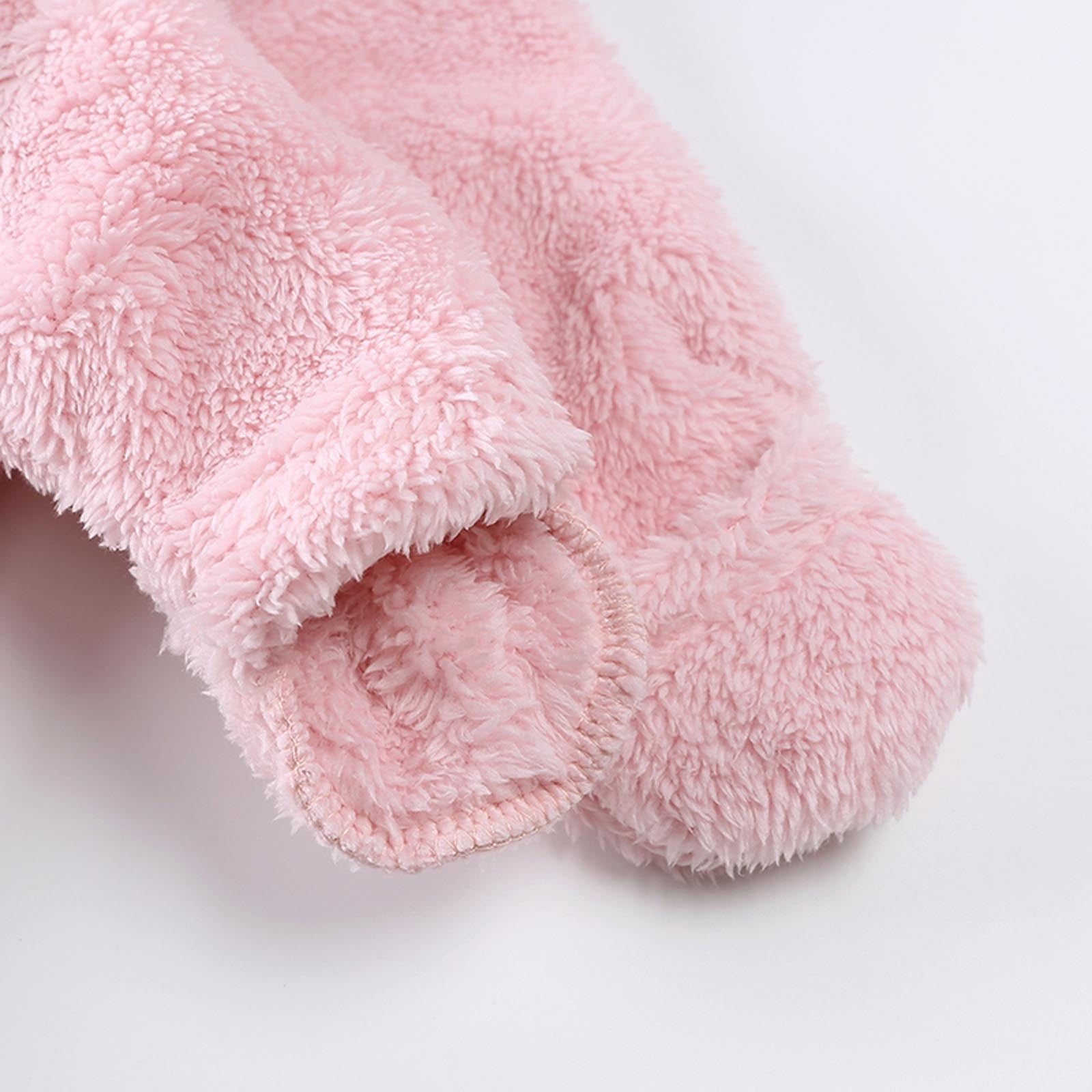 ZCFZJW Newborn Bear Fleece Footie Warmer Snowsuit Cute Cotton Thermal Long Sleeve Hooded Romper Onesies Jumpsuit for Toddler Baby Girls Boys Pink 9-12 Months