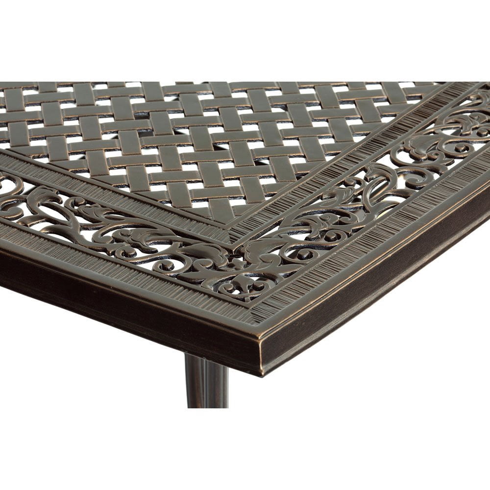 Hanover Outdoor Traditions 9-Piece Dining Set with Large Square Table, Natural Oat/Bronze