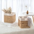 thumbnail image 3 of StorageWorks Water Hyacinth Storage Basket With Liner, Natural Wicker Woven Baskets, Handmade, 2-Pack, Large, 11.8"x 11.8 "x 11.8", 3 of 13