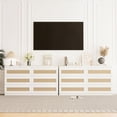 thumbnail image 4 of 6 Drawer Double Dresser for Bedroom, Rattan Dresser with Smooth Mental Slide, Modern Wood Chest for Closet, Living Room, Hallway, White, 4 of 8