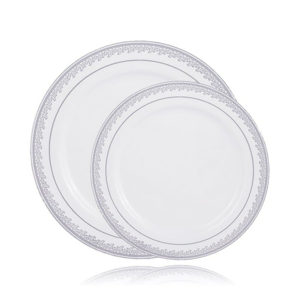 40 Piece Elegant Plastic Plates Set Fancy Disposable Plastic Dinnerware