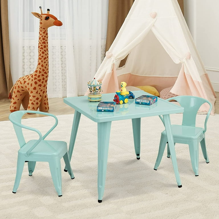 Set of 2 Kids Steel Chair w Backrest Industrial Activity Chair Stackable for Indoor Outdoor Use Preschool Bedroom Playroom Steel Chair for Toddlers Boys Girls Mint Green 2 Chairs Walmart